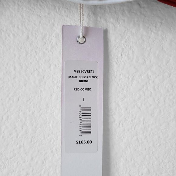 NWT Caroline Constas Masie Red & White Color Block Bikini Top - Picture 8 of 14